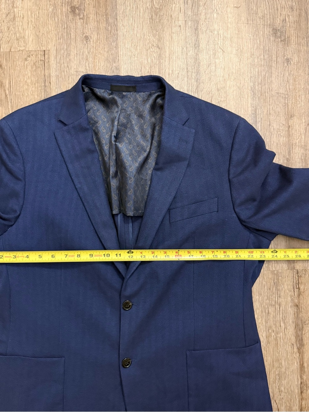 Lauren Ralph Lauren Men’s 46L Navy Herringbone Stretch Sport Coat Blazer - Picture 4 of 13